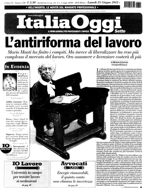 Italia oggi : quotidiano di economia finanza e politica